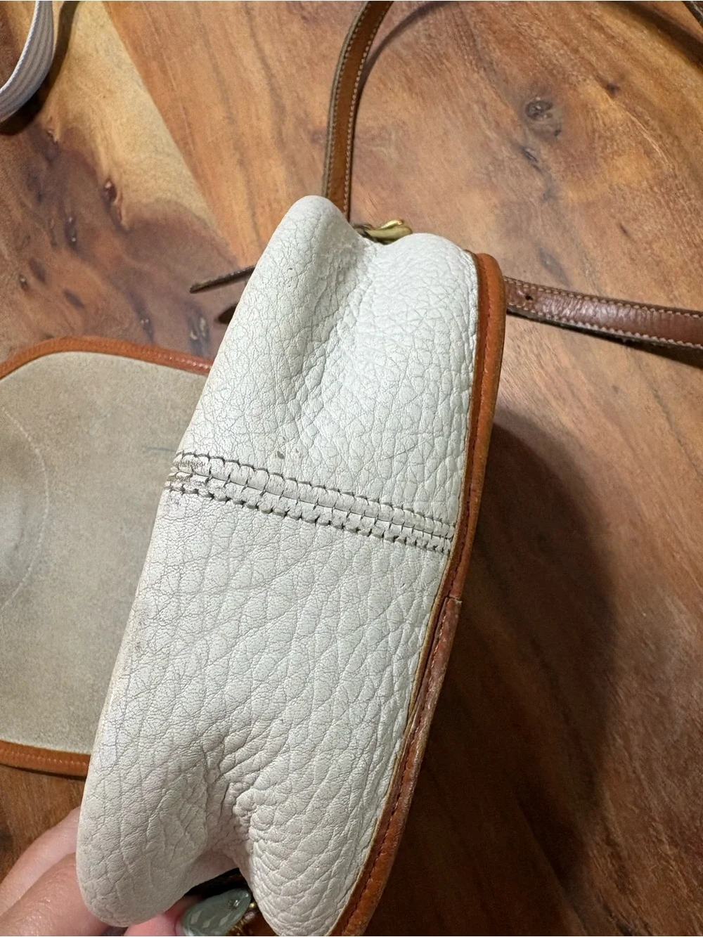 Dooney & Bourke White and Brown Pebbled Leather Crossbody Bag - Picture 6 of 9